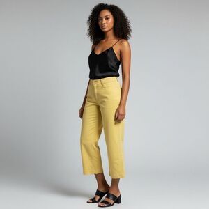 LOFT Outlet Yellow High Rise Straight Leg Pants 12 Professional Retro Preppy